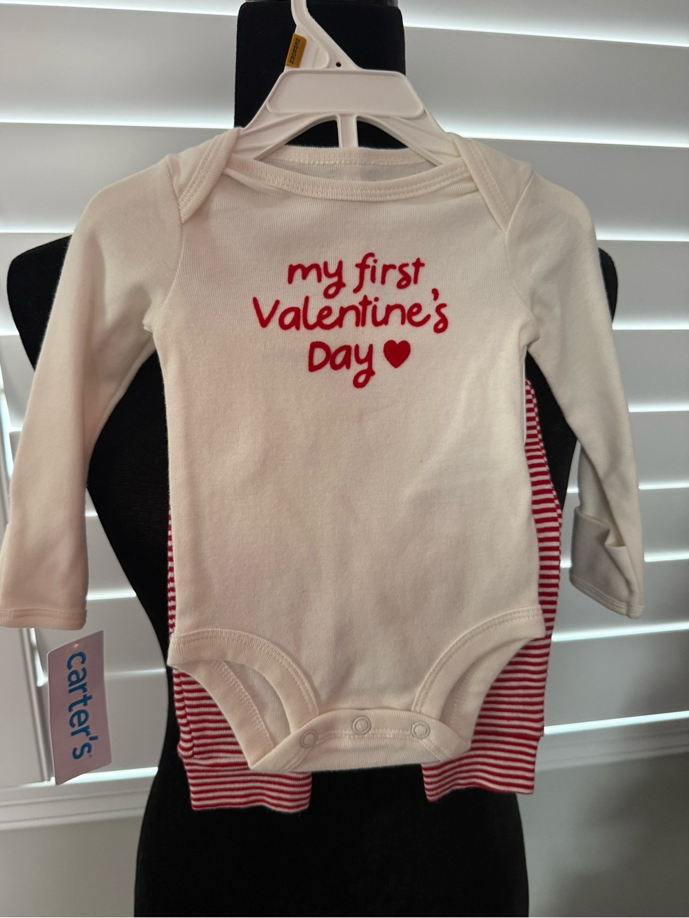 Carter's White Long-Sleeve One-Piece with Red Valentine's Script newborn new
